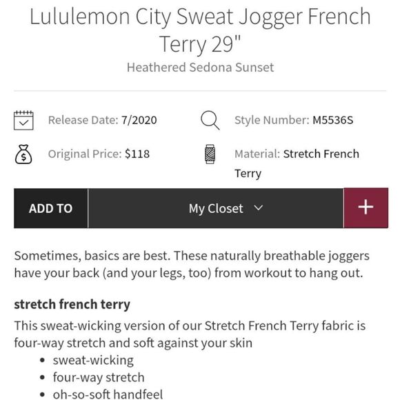 Lululemon City Sweat Jogger French Terry Heathered Sedona Sunset Peach XS - Picture 15 of 16